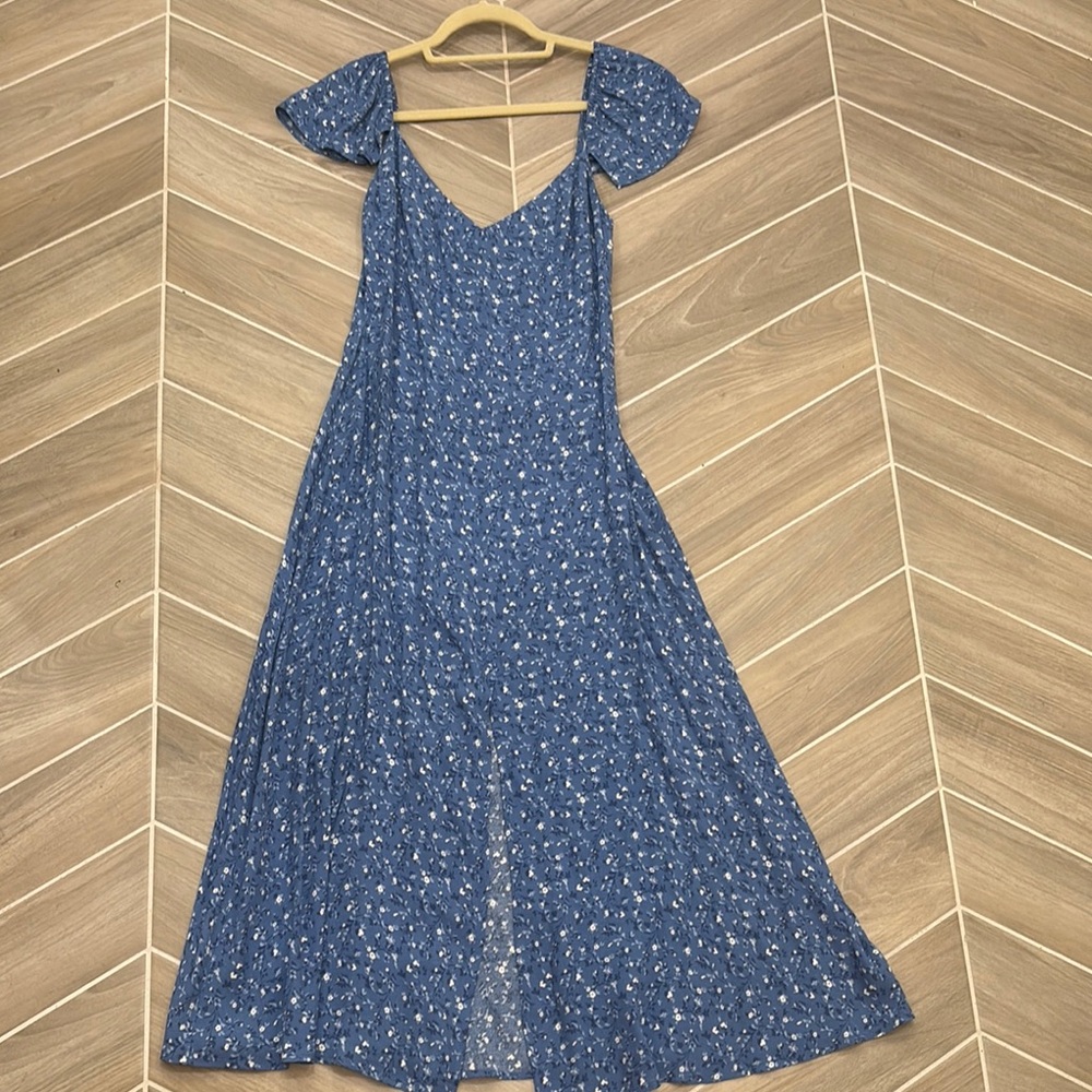 Reformation Floral Blue Dress